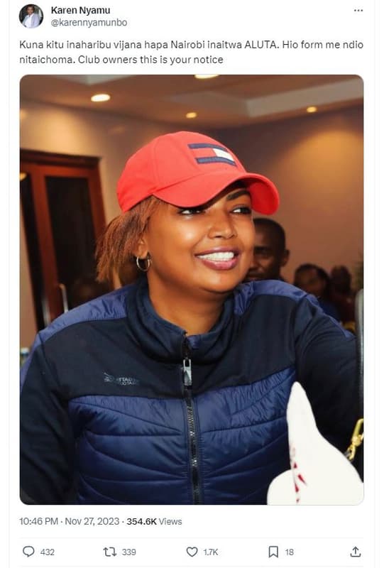 Karen nyamu karennyamunbo kuna kitu inaharibu vijana hapa nairobi inaitwa aluta.