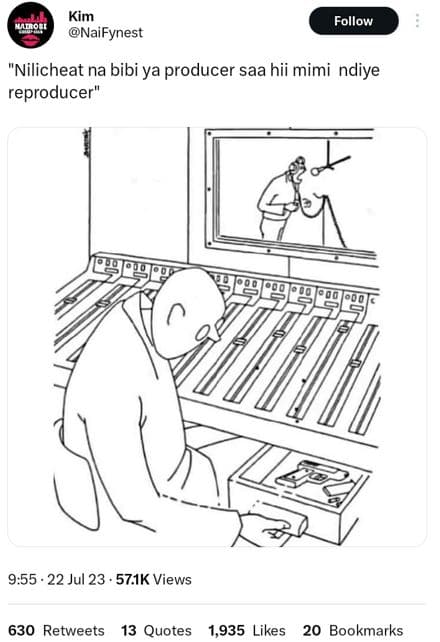 Kim naifynest follow woci nilicheat na bibi ya producer saa hii mimi ndiye repro
