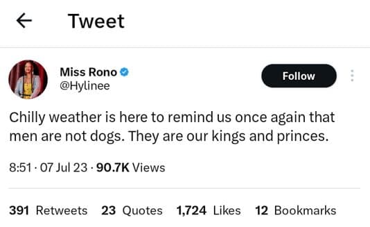 Tweet miss rono hylinee follow chilly weather is here to remind us once again th