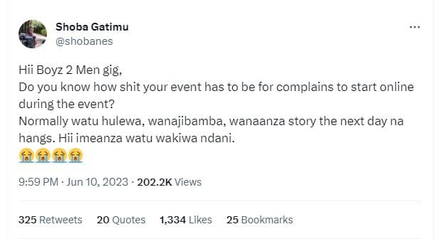 Shoba gatimu shobanes hii boyz 2 men gig do you know how shit your event has to