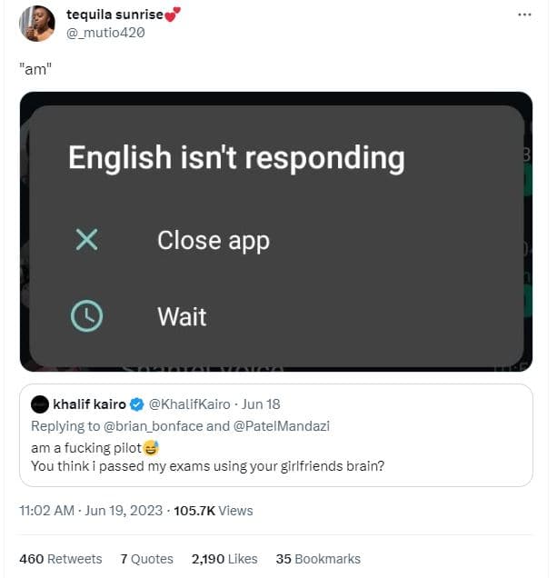 Tequila sunrise mutio420 am english isn't responding close app wait khalif kairo