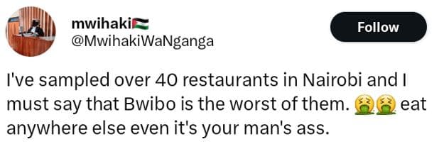 Mwihakil mwihakiwanganga follow ive sampled over 40 restaurants in nairobi and m