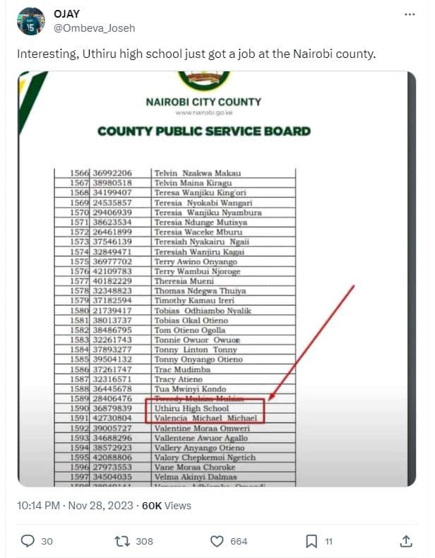 Ojay ombeva_joseh interesting, uthiru high schooljust got a ' job at the nairobi