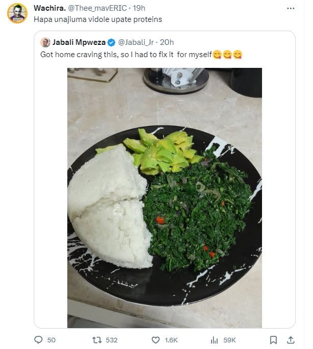 Wachira thee_maveric . 19h hapa unajiuma vidole upate proteins jabali mpweza jab