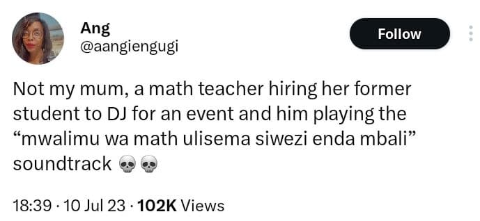 Ang aangiengugi follow not my mum a math teacher hiring her former student to dj