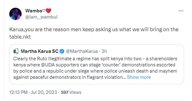 Wambos iam_wambui karua,you are the reason men keep asking us what we will bring