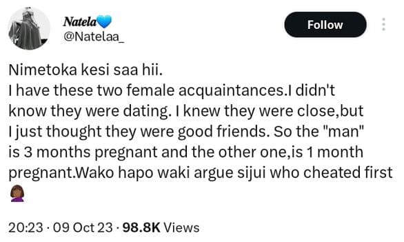 Natela natelaa follow nimetoka kesi saa hii. have these two female acquaintances