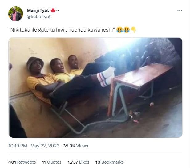 Manji fyat kabaifyat nikitoka ile gate tu hivii , naenda kuwa jeshi 4 10.19 pm m