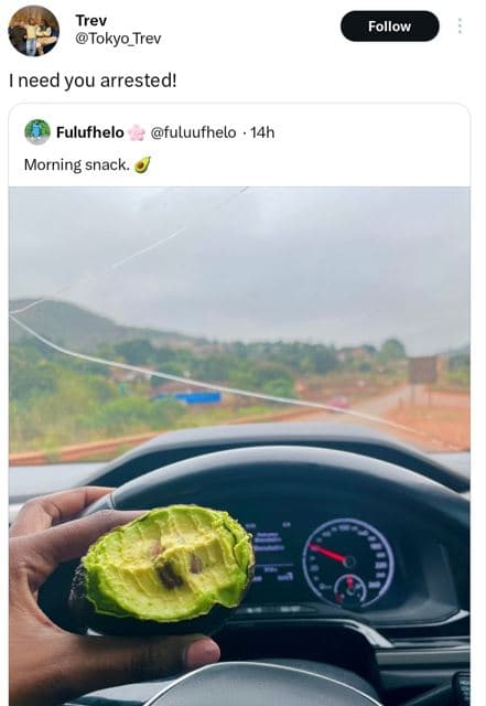 Trev tokyo_trev follow ineed you arrested! fulufhelo fuluufhelo 14h morning snac