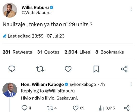 Willis raburu willisraburu naulizaje token ya thao ni 29 units ? last edited 23.