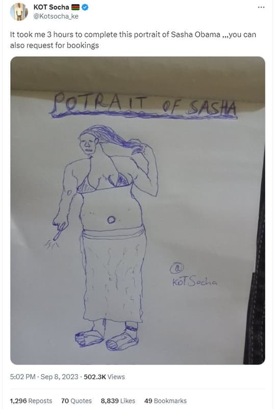 Kot socha kotsocha_ke it took me 3 hours to complete this portrait of sasha obam