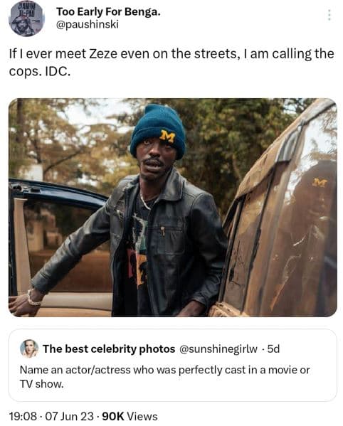 Too early for benga. paushinski if lever meet zeze even on the streets, am calli