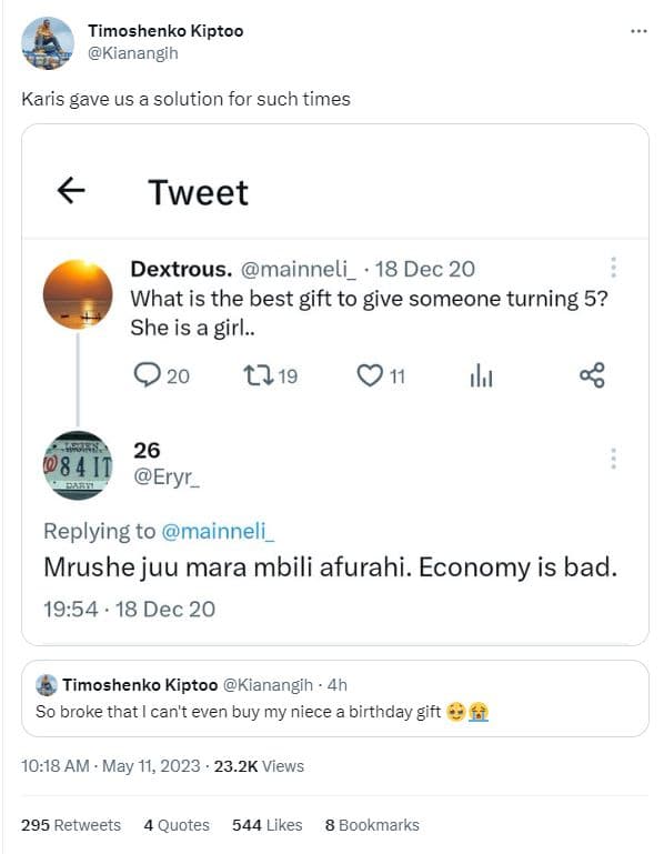 Timoshenko kiptoo kianangih karis gave us a solution for such times tweet dextro