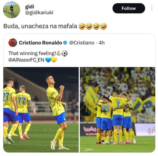 Gidi gidikariuki follow buda, unacheza na mafala cristiano ronaldo cristiano 4h