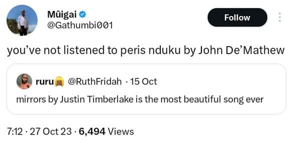 Môigai gathumbioo1 follow you' ve not listened to peris nduku by john de' mathew