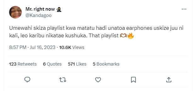 Mr. right now kandagoo umewahi skiza playlist kwa matatu hadi unatoa earphones u
