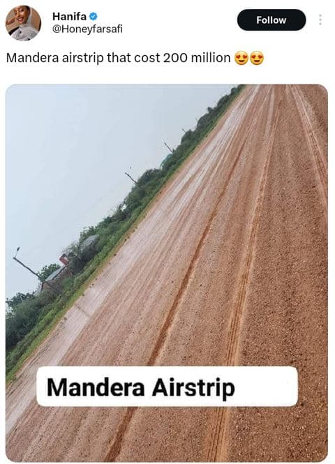 Hanifa honeyfarsafi follow mandera airstrip that cost 200 million mandera airstr