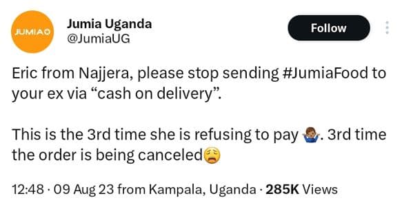 Jumia uganda jumiao jumiaug follow eric from najjera, please stop sending jumiaf