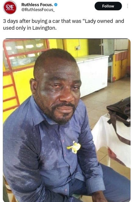 Ruthless focus_ ruthlessfocus follow be 3 days after buying a car that was 'lady