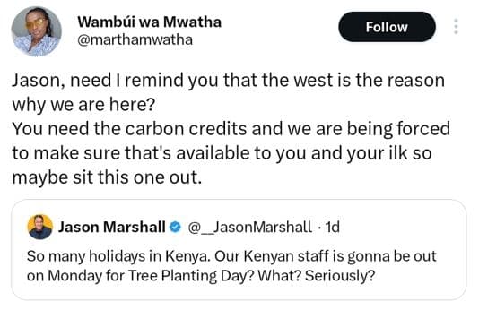 Wambui wa mwatha marthamwatha follow jason need remind you that the west is the