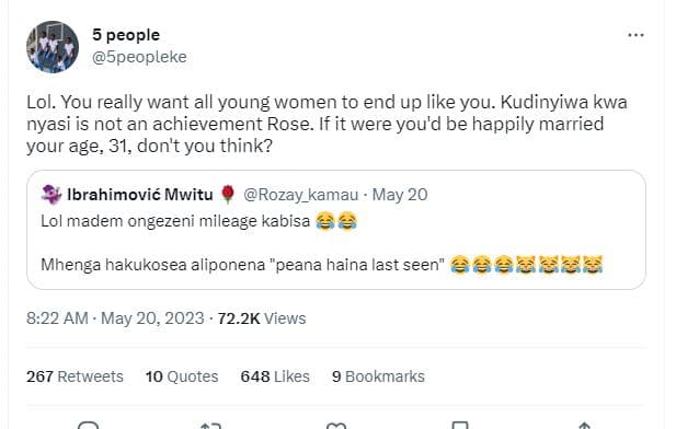 5 people 5peopleke lol. you really want all young women to end up like you. kudi