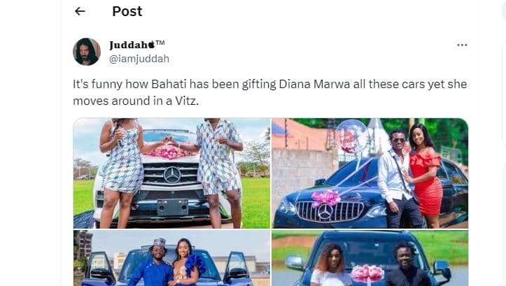 Post juddahtm iamiuddah it's funny how bahati has been gifting diana marwa all t