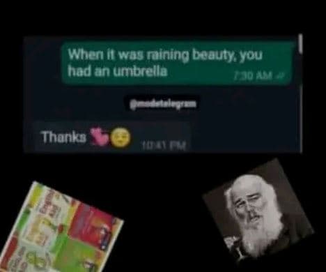 Wheni wbs rining beauty you hadan umbrella o thanka s