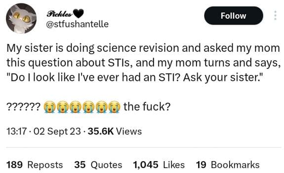 Shckles stfushantelle follow my sister is doing science revision and asked my mo