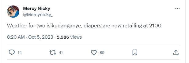 Mercy nicky mercynicky_ weather for two isikudanganye diapers are now retailing