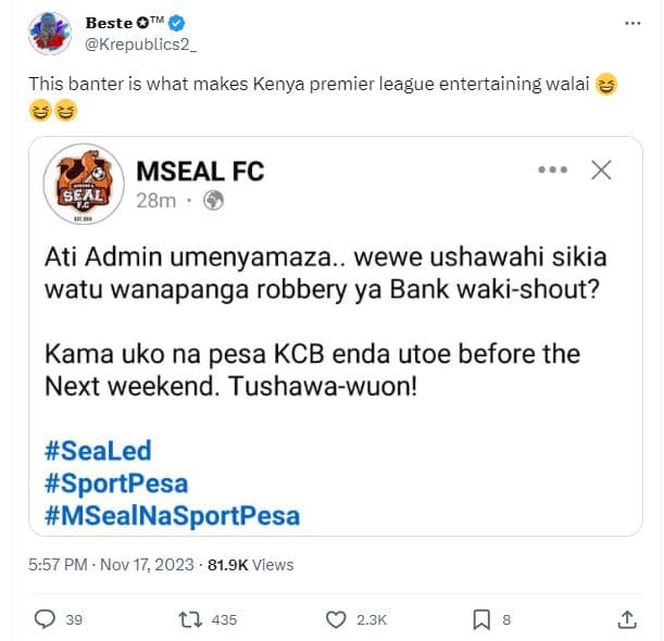 Beste otm krepublics2 this banter is what makes kenya premier league entertainin