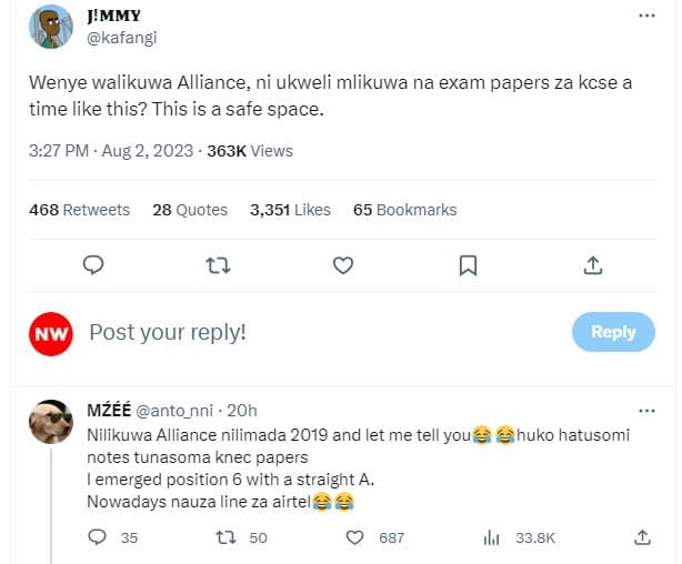 J'mmy kafangi wenye walikuwa alliance ni ukweli mlikuwa na exam papers za kcse a