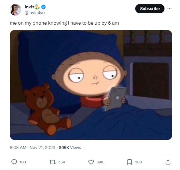 Invis invis4yo subscribe me on my phone knowing have to be up by 6 am 8.03 am no