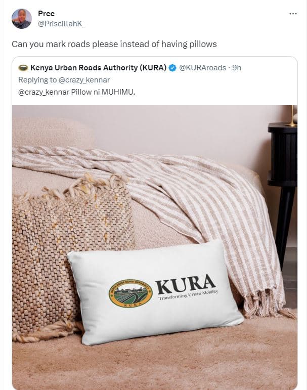 Pree priscillahk_ can you mark roads please instead of having pillows kenya urba