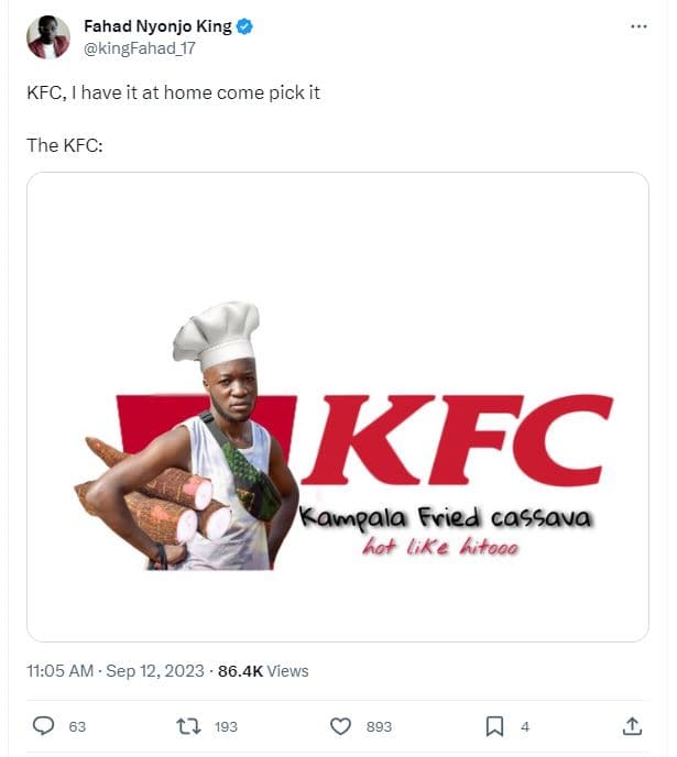 Fahad nyonjo king kingfahad_17 kfc have it at home come pick it the kfc kfc kamp