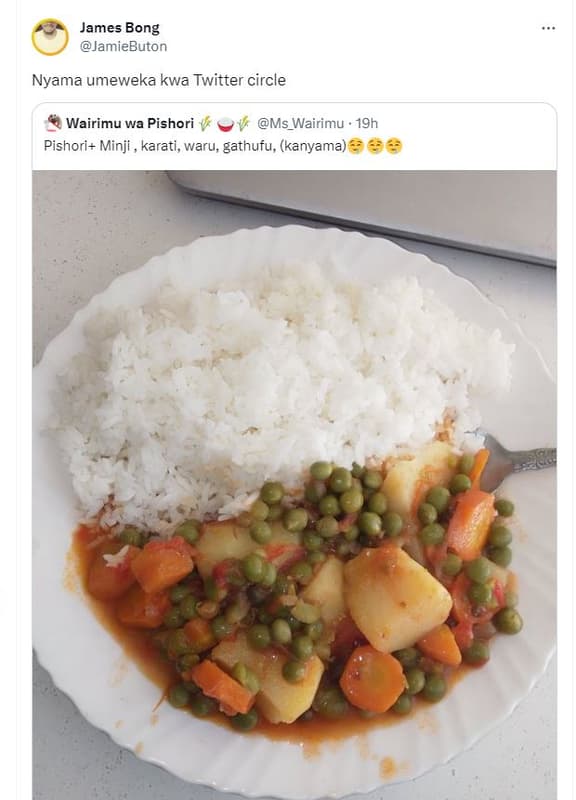 James bong jamiebuton nyama umeweka kwa twitter circle wairimu wa pishori ms_wai