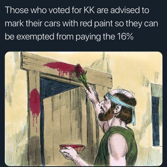 Those who voted for kk are advised to mark their cars with red paint so they can