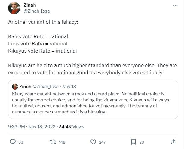 Zinah zinah_issa another variant of this fallacy kales vote ruto rational luos v
