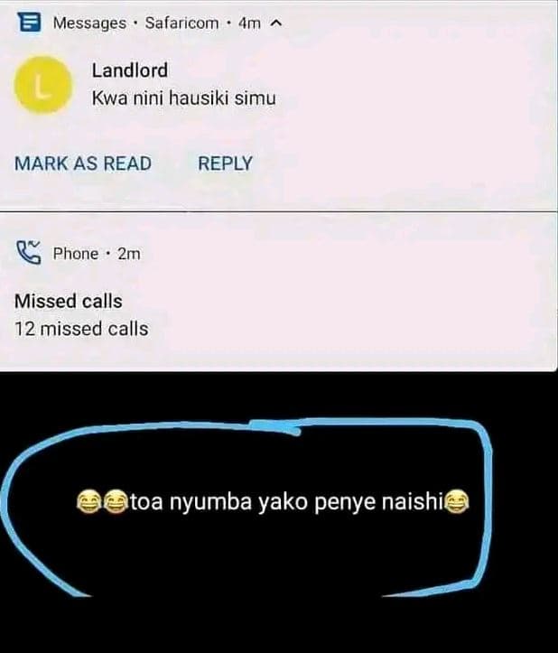 Messages safaricom am landlord kwa nini hausiki simu mark as read reply phone 2m