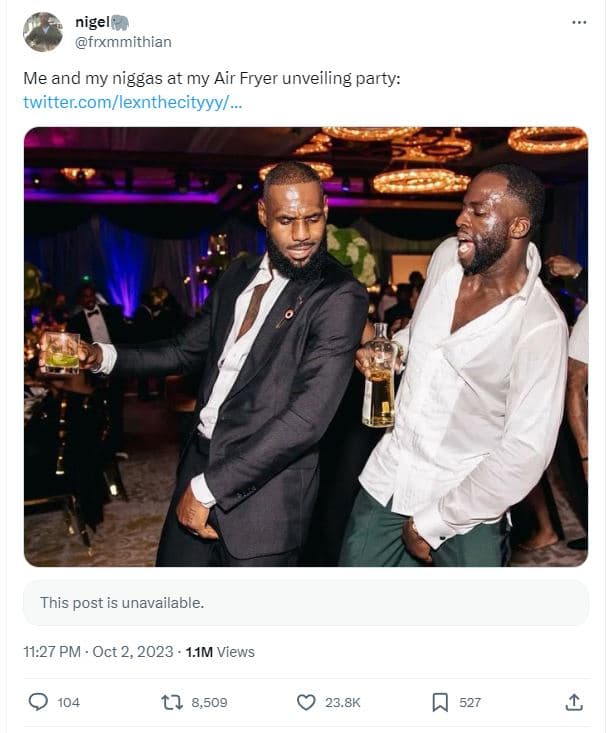 Nigel frxmmithian me and my niggas at my air fryer unveiling party twitter com l