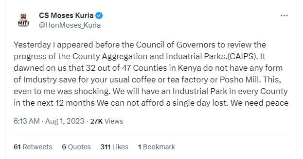 Cs moses kuria honmoses_kuria yesterday appeared before the council of governors