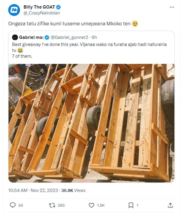 Billy the goat _crazynairobian ongeza tatu zifike kumi tuseme umepeana mkoko ten