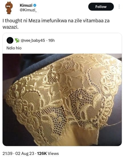 Kimuzi kimuzi follow thought ni meza imefunikwa na zile vitambaa za wazazı . vee