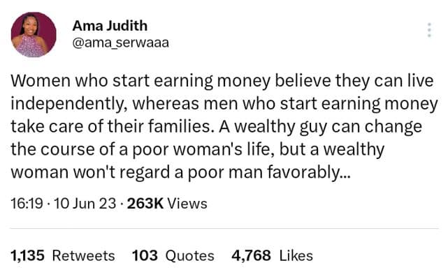 Ama judith ama_serwaaa women who start earning money believe they can live indep