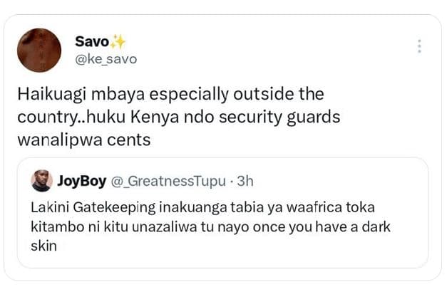 Savo ke_savo haikuagi mbaya especially outside the countryhuku kenya ndo securit