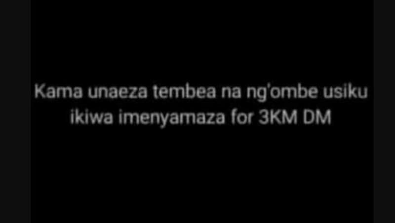 Kama unaeza tembea na ng'ombe uslku ikiwa imenyamaza for 3km dm