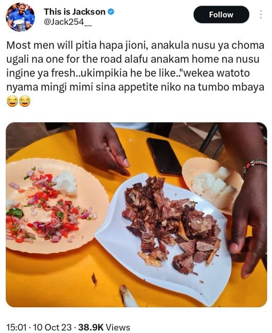 This is jackson jack254 follow most men will pitia hapa jioni anakula nusu ya ch