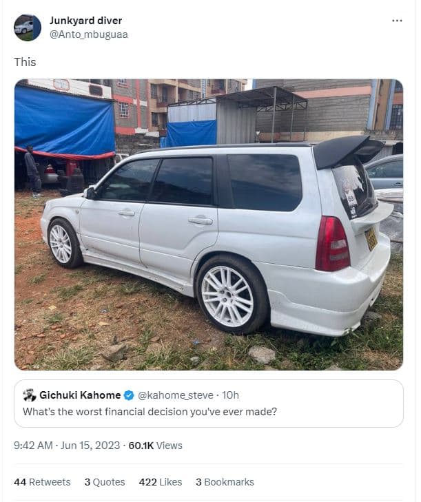 Junkyard diver anto_mbuguaa this gichuki kahome kahome_steve . 1oh what's the wo