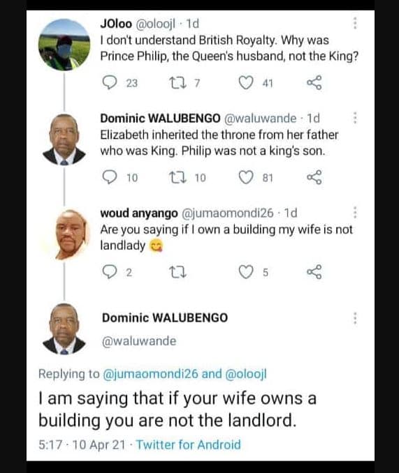 Joloo oloojl id dont understand british royalty. why was prince philíp the queen