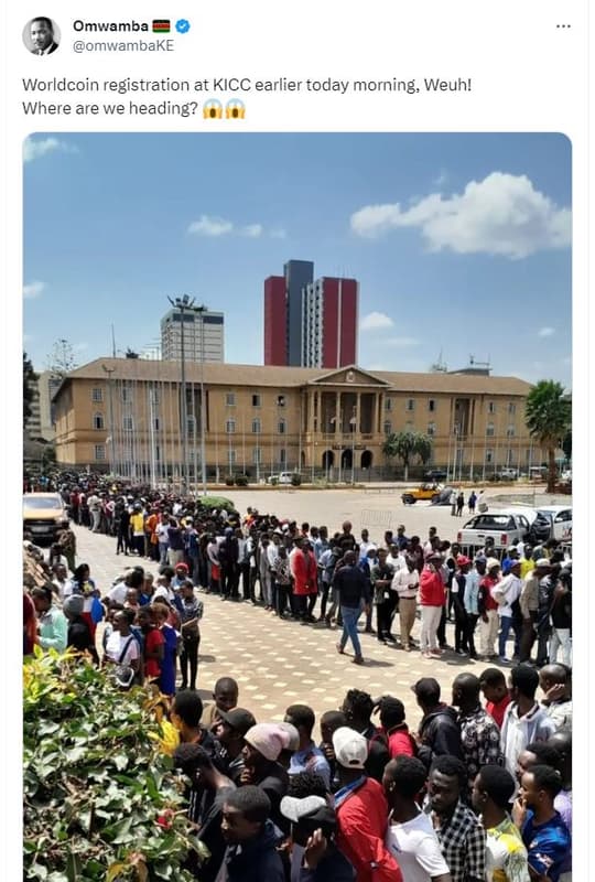 Omwamba omwambake worldcoin registration at kicc earlier today morning weuh! whe