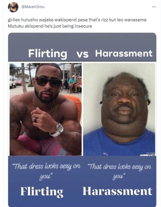 Mareh3mu girlies hutusho wajaka wakispend pesa that's rizz but leo wanasema mutu